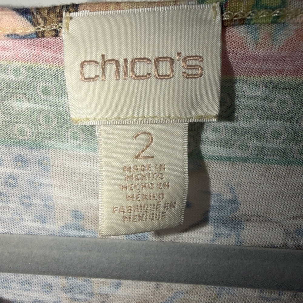 Chico’s Boho Tie Front Paisley Top Sz 2 (12) - Picture 3 of 6